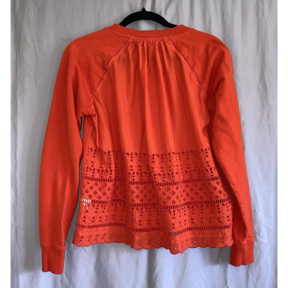 J Crew Women's S Orange Sweatshirt with Embroidery on Back, Feminine, Dopamine
